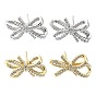 Rack Plating Brass Micro Pave Cubic Zirconia Stud Earring, Cadmium Free & Lead Free, Long-Lasting Plated, Bowknot