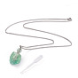 Natural Fluorite Openable Perfume Bottle Pendant Necklaces, with 304 Stainless Steel Box Chains and Plastic Dropper, Nuggets