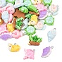 Marine Organism Theme Opaque Resin Pendants, Mixed Shapes Charm, with PLatinum Iron Loop
