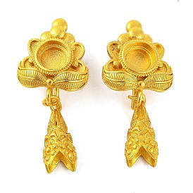 Flower Brass Earring Hooks with Round Tray, Lead Free & Cadmium Free