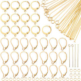 Наборы для изготовления ювелирных изделий своими руками, включая 304 застежки для сережек-крючков из нержавеющей стали, штифты с ушком, штифты с плоской головкой и соединительные кольца.