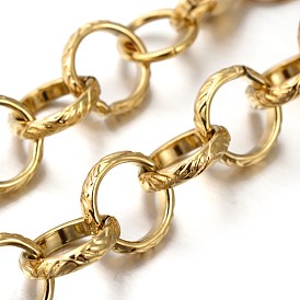 304 acier inoxydable Rolo chaînes bracelets, avec fermoir pince de homard, 8-1/4 pouces (210 mm)