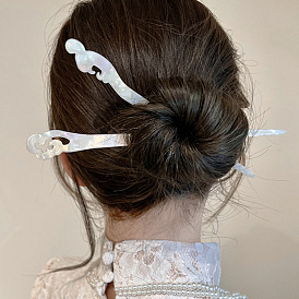Modern Minimalist Hairpin for Hanfu - White Acetic Acid Hairpin, Summer Hair Accessories.