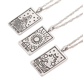Alloy Pendant Necklaces, with Singapore Chains, Tarot Necklaces