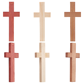 6шт. 3 цветные деревянные кабошоны, крестик