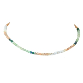 4mm Faceted Round Natural Mixed Gemstone Beaded Necklaces for Women