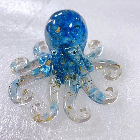 Resin Octopus Display Decoration, with Lampwork Chips inside Statues for Home Office Decorations