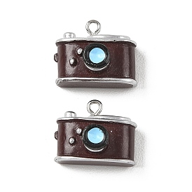 Винтажные непрозрачные смоляные подвески, прелести камеры, с платиновыми тоновыми железными петлями