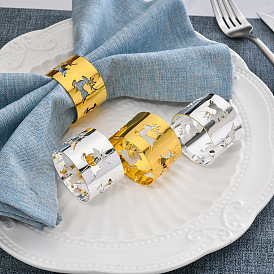 Christmas Elk Napkin Ring Metal Glossy Electroplated Napkin Ring Gold Silver Ornament Ring