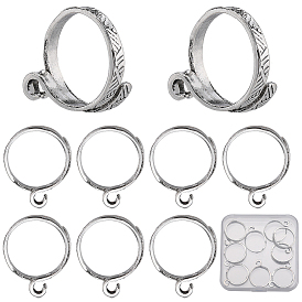 10шт. манжетные кольца из сплава, петли вязания крючком, держатель нитенаправителя, античное серебро