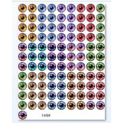 Cabochons en verre transparent imprimé, demi-rond avec motif oeil