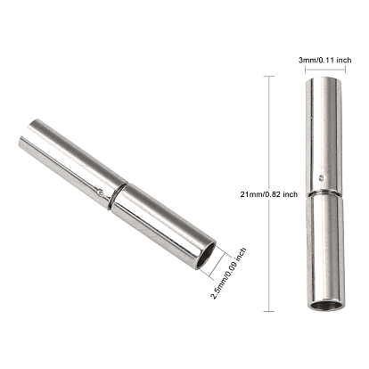 China Factory 304 Stainless Steel Bayonet Clasps, Ion Plating (IP), Column,  21x3mm, Hole: 2.5mm 21x3mm, Hole: 2.5mm in bulk online 