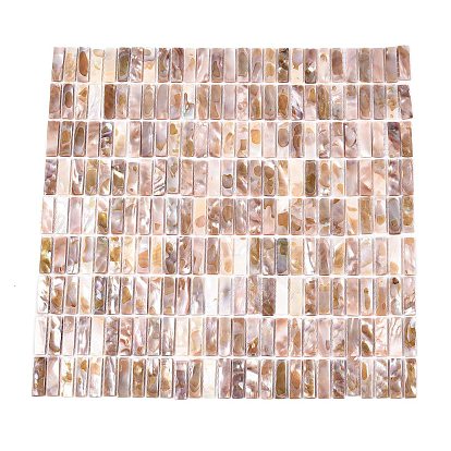 Cabochons en mosaïque de coquillages d'eau douce naturels, rectangle, dos plat