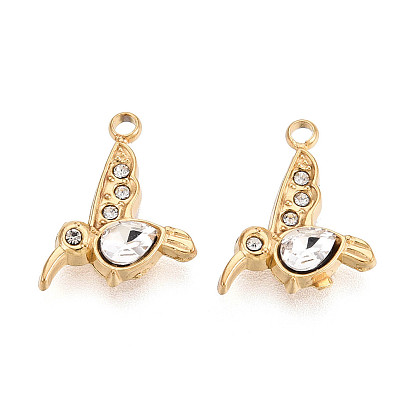 304 из нержавеющей стали амулеты горный хрусталь, амулеты птиц, вакуумное покрытие pvd