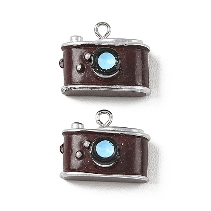 Винтажные непрозрачные смоляные подвески, прелести камеры, с платиновыми тоновыми железными петлями