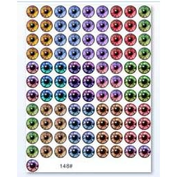 Printed Transparent Glass Cabochons, Half Round with Eye Pattern