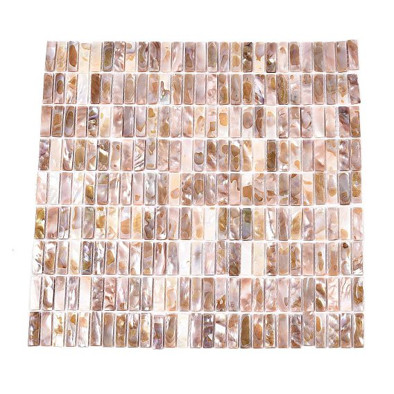 Natural Freshwater Shell Mosaic Tile Cabochons, Rectangle, Flat Back