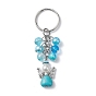 Synthetic Turquoise Keychains, with Acrylic Beads and Iron Split Key Rings, Angel