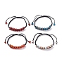 Round Natural Mixed Stone Braided Bead Bracelets Set for Women