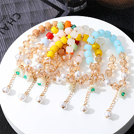 Colorful DIY Pearl Bracelet with Cartoon Pendant for Girls and Kids