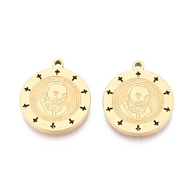 Религия 304 подвески-медали Падер Пио из нержавеющей стали, ионное покрытие (ip)