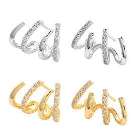 2пары 2цвета, покрытие, латунь, клипсы-гвоздики, с четким кубического циркония, без кадмия и без свинца, долговечный