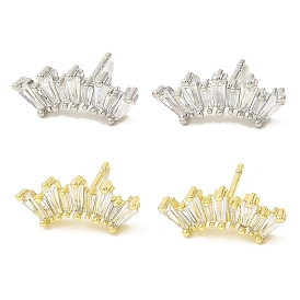 Crown Brass Micro Pave Cubic Zirconia Stud Earrings, Long-Lasting Plated, Lead Free & Cadmium Free