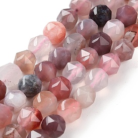 Natural Alashan Agate Beads Strands, Star Cut Round Beads