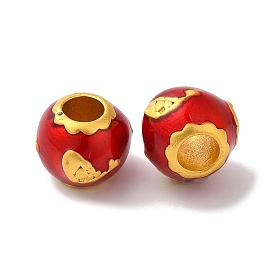 Long-Lasting Plated Brass Beads, with Enamel, Matte Gold Color, Round with Fish