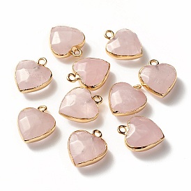 Electroplate Gemstone Pendants, with Cadmium Free & Nickel Free & Lead Free Iron Findings, Faceted, Heart, Golden