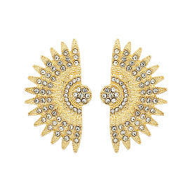 Geometric Fan-shaped Earrings with Sparkling Rhinestones for Retro Fashion and Personalized Style