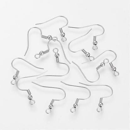 304 Stainless Steel Earring Hooks, Dangle Earring Findings, Ear Wire, with Horizontal Loop