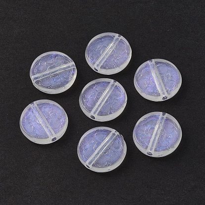 Transparent Acrylic Beads, Glitter Powder, Flat Round
