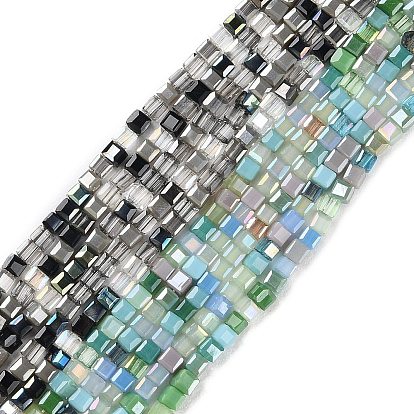 Electroplate Glass Beads Strands, Square