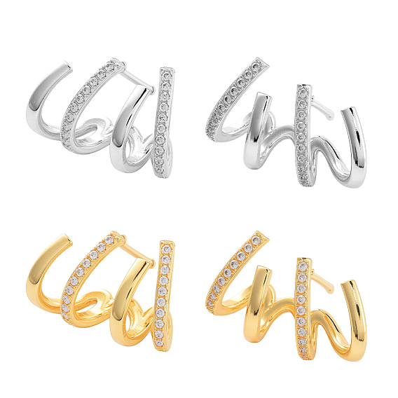 2пары 2цвета, покрытие, латунь, клипсы-гвоздики, с четким кубического циркония, без кадмия и без свинца, долговечный