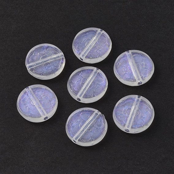 Transparent Acrylic Beads, Glitter Powder, Flat Round