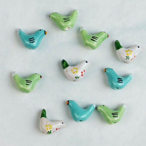 Фарфоровые бусины ручной работы, голубь, пастельный фарфор