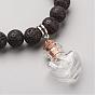 Lava Rock Bead Charm Bracelets, Stretch Bracelets, with Glass Bottle Pendants, Mixed Shape