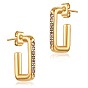 Clear Cubic Zirconia Rectangle Stud Earrings, 430 Stainless Steel Half Hoop Earrings for Women