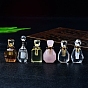 Natural Gemstone Perfume Bottles Pendants, SPA Aromatherapy Essemtial Oil Empty Bottle Charms