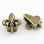 Тибетский стиль Флер де Лис сплав шармы скольжения, без кадмия и без свинца, 17.5x14.5x6 мм, Отверстие : 11x3 мм , около 625 шт / 1000 г