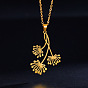 Bohemian 304 Stainless Steel Triple Dandelion Flower Pendant Necklaces for Women