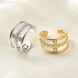 Крест 304 открытые манжетные кольца из нержавеющей стали, ионное покрытие (ip)