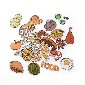 Cartoon Food Paper Stickers Set, Adhesive Label Stickers, for Water Bottles, Laptop, Luggage, Cup, Computer, Mobile Phone, Skateboard, Guitar Stickers, Hamburger & Cheese & Drumstick