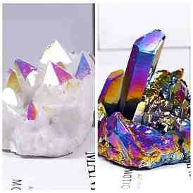 Ornements de grappe de cristal de quartz druzy naturel galvanisé, pierre énergétique reiki, décorations d'affichage à la maison