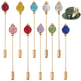 10 шт. 10 цвета полимерная глина стразы круглые шарики латунные значки на лацкан, золотые