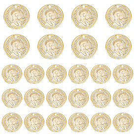 40Stück Messing Charms, langlebig überzogen, Münzanhänger, flach rund mit edward vii