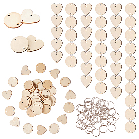 Kits de joyas de bricolaje, para el calendario recordatorio de cumpleaños placa de placa, con eslabones de madera sin teñir y anillos de salto de hierro