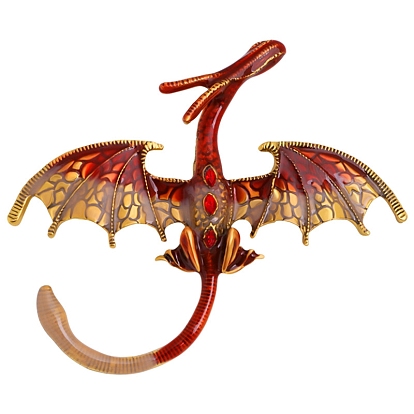 Cartoon Flying Dragon Brooches, Antique Golden Alloy Enamel Pins, Animal Badge for Clothes Backpack