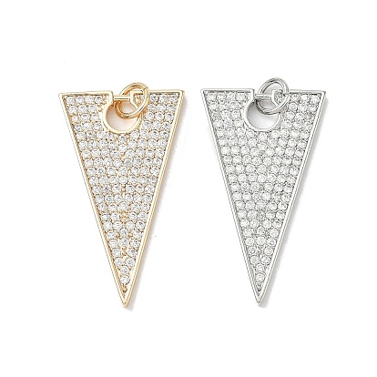 Латунные микропаве прозрачные подвески с фианитом, с целью перехода в кольце, подвески в виде перевернутого треугольника